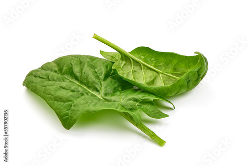 Spinach leaves, isolated on white background. High resolution image.