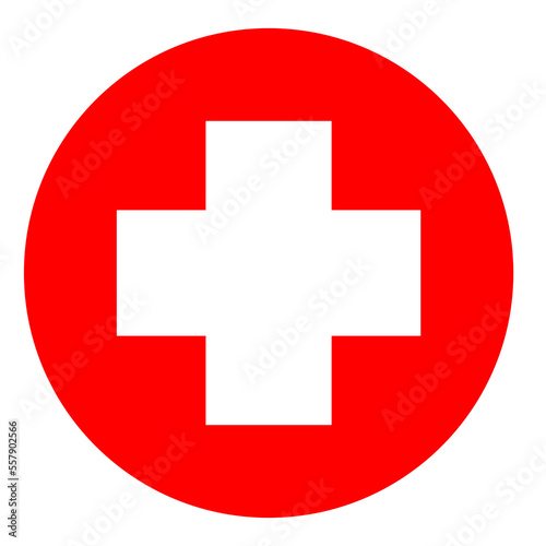 Round Medical Cross Symbol on Transparent Background