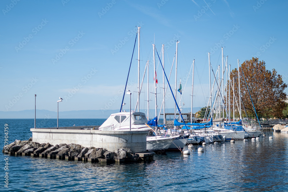 Fototapeta premium boat and yacht dock on the seashore