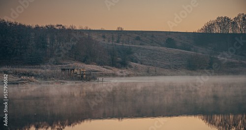 Winter sunrise on river