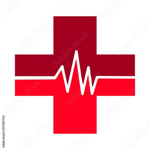  Cross with Pulse Medical Logo on Transparent Background