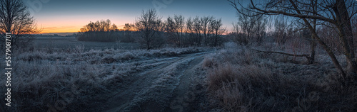 Winter sunrise on river