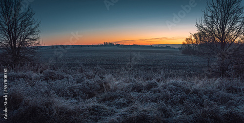 Winter sunrise on river