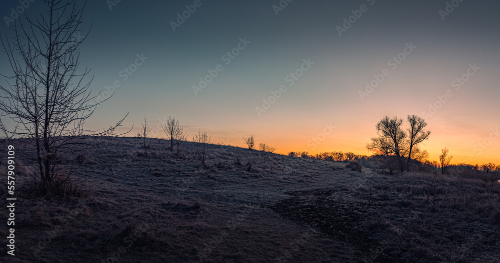 Winter sunrise on river Winter sunrise on river