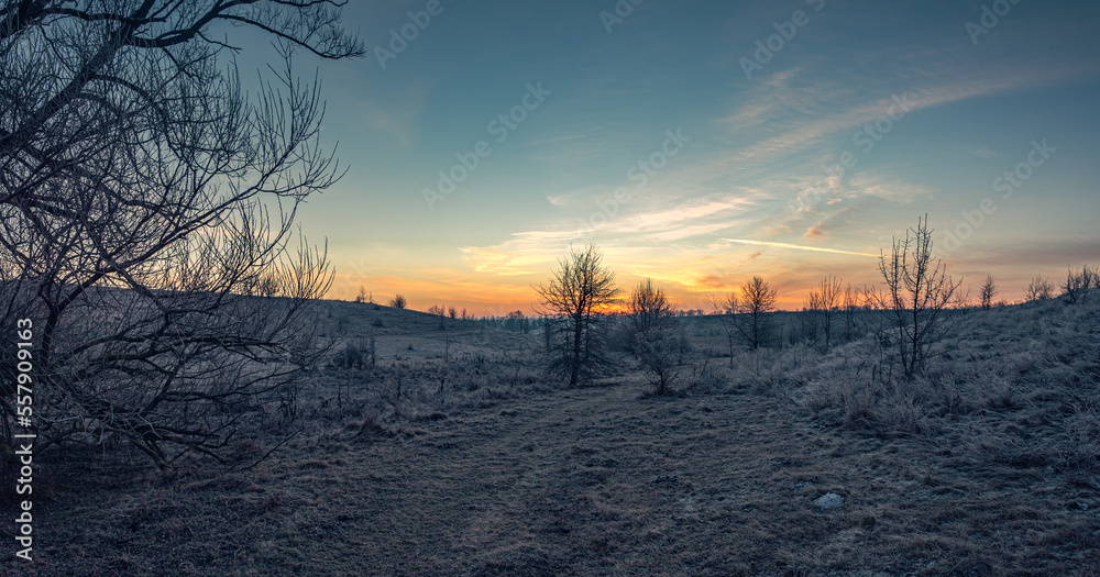 Winter sunrise on river Winter sunrise on river