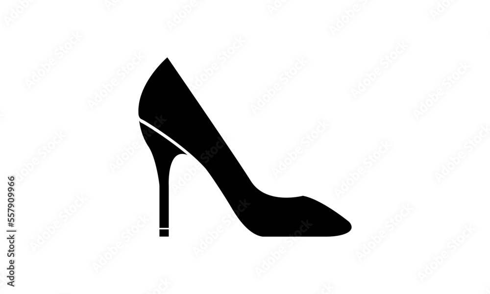 black icon of fashionable women's high heel shoes, sign, logo, vector, silhouette of shoe black icon of fashionable women's high heel shoes, sign, logo, vector, silhouette of shoe