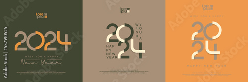 2024 new year square template with letter logo concept for calendar, poster, flyer, banner and media post template