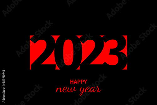happy new year 2023 design with black and red background