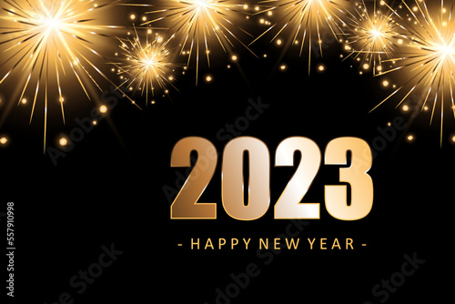  elegant new year holiday banner with shiny 2023 lettering.
