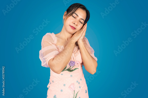 Beautiful woman standing, turning left