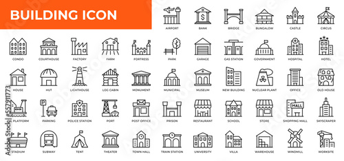Foto Building line icons collection
