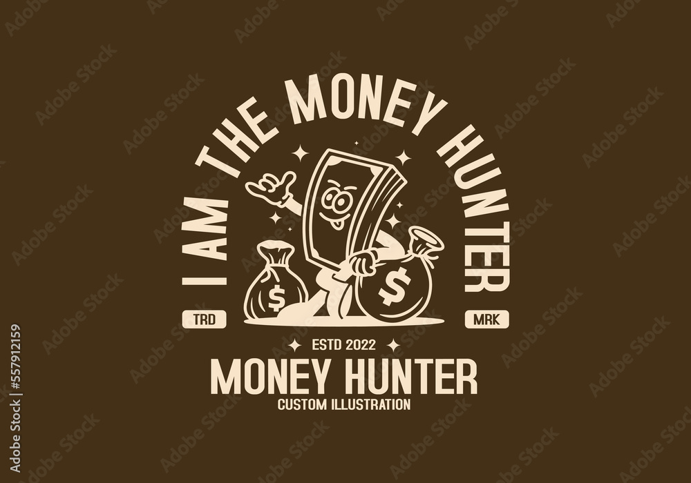 Mascot art illustration of money with hands and feet Mascot art illustration of money with hands and feet