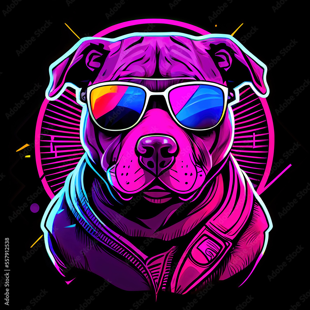 Neon Sticker Animals with Glasses Portrait Generative AI Digital Art Illustration Cover Backdrop Background T-Shirt Neon Sticker Animals with Glasses Portrait Generative AI Digital Art Illustration Cover Backdrop Background T-Shirt
