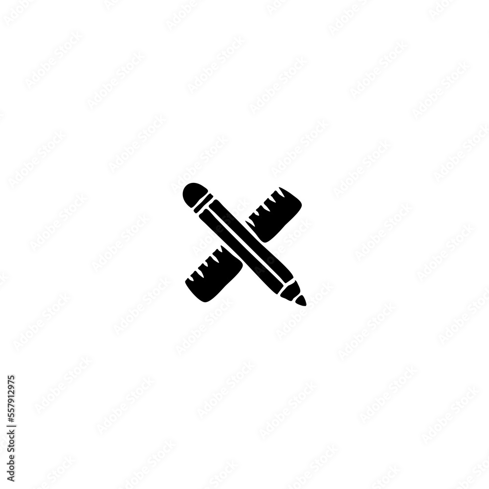 Pencil and ruler icon hand drawn. Pencil and ruler icon hand drawn.