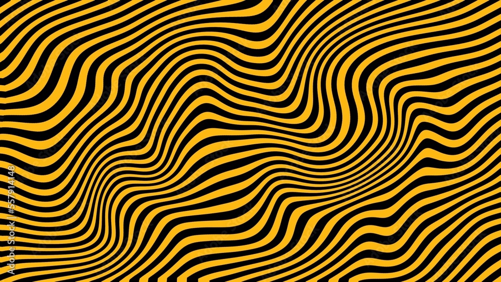 Tiger skin topographic backgrounds and textures with abstract art creations, random black and yellow waves line background.