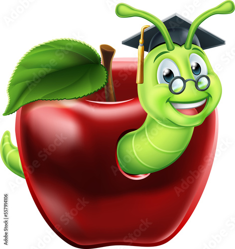 Bookworm Apple Cartoon
