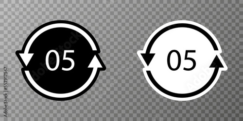 Plastic recycle symbol PP 5 vector icon.
