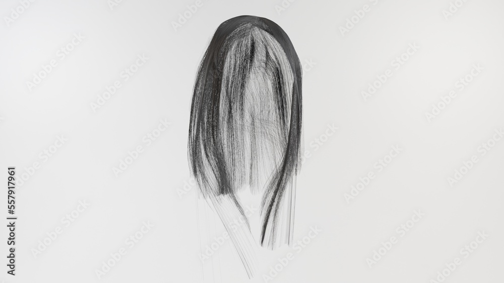 Long female dark gray hair that can be used as a character wig or other uses