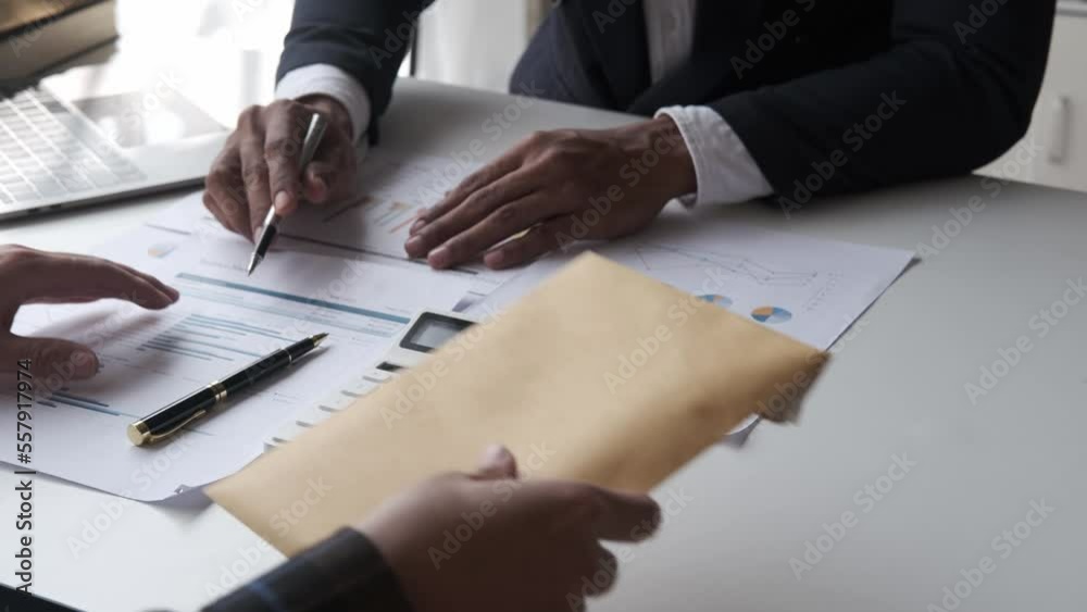 businessman or corrupt politician and willing to accept bribes given in dollar cash To do illegal business, corruption in the contracting business, corruption concept and bribery.