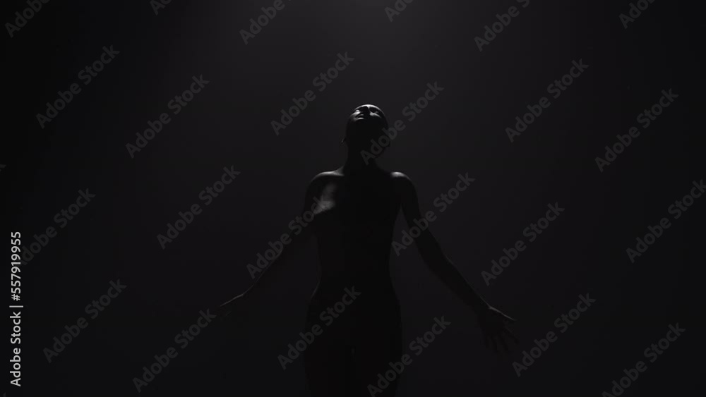 Female body floating in abstract space