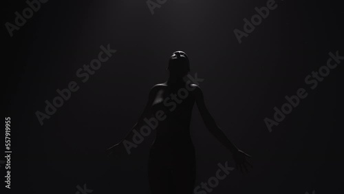 Female body floating in abstract space