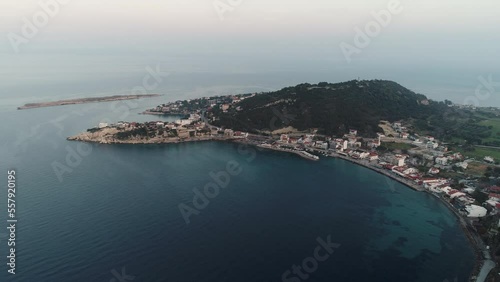 Wallpaper Mural Drone view of Izmir Karaburun sea and houses on the coastline Torontodigital.ca