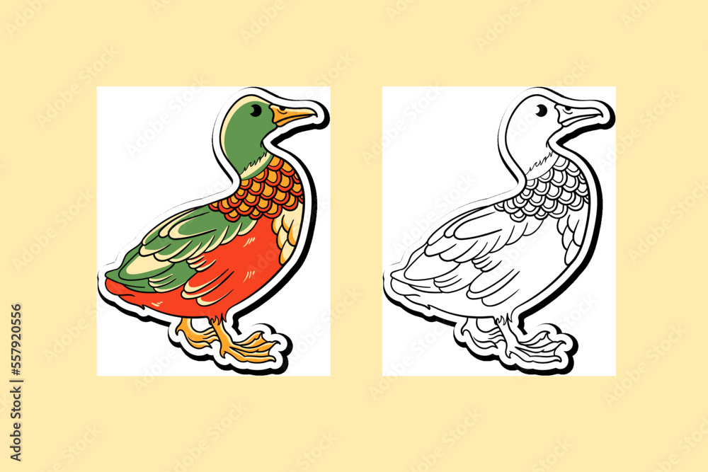 illustration sticker of a duck vector design illustration sticker of a duck vector design