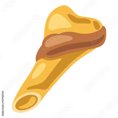 Illustration of baked bone. Traditional jewish image for design. Object in decorative style.