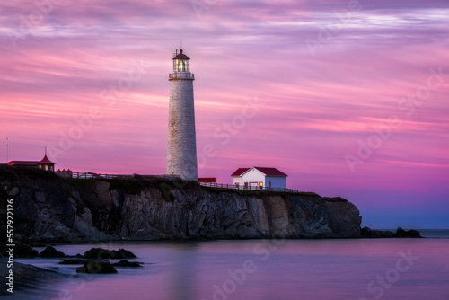 Cap-des-Rosiers Lighthouse, Forillon National Park, Gaspesie, Quebec, Canada photo