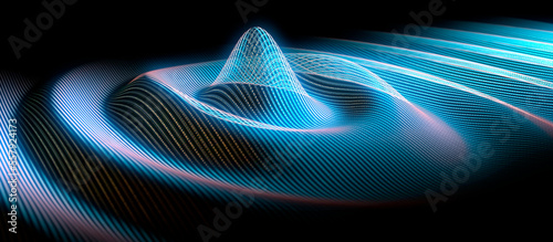 Waves in a digital binary code structure - 3D illustration photo