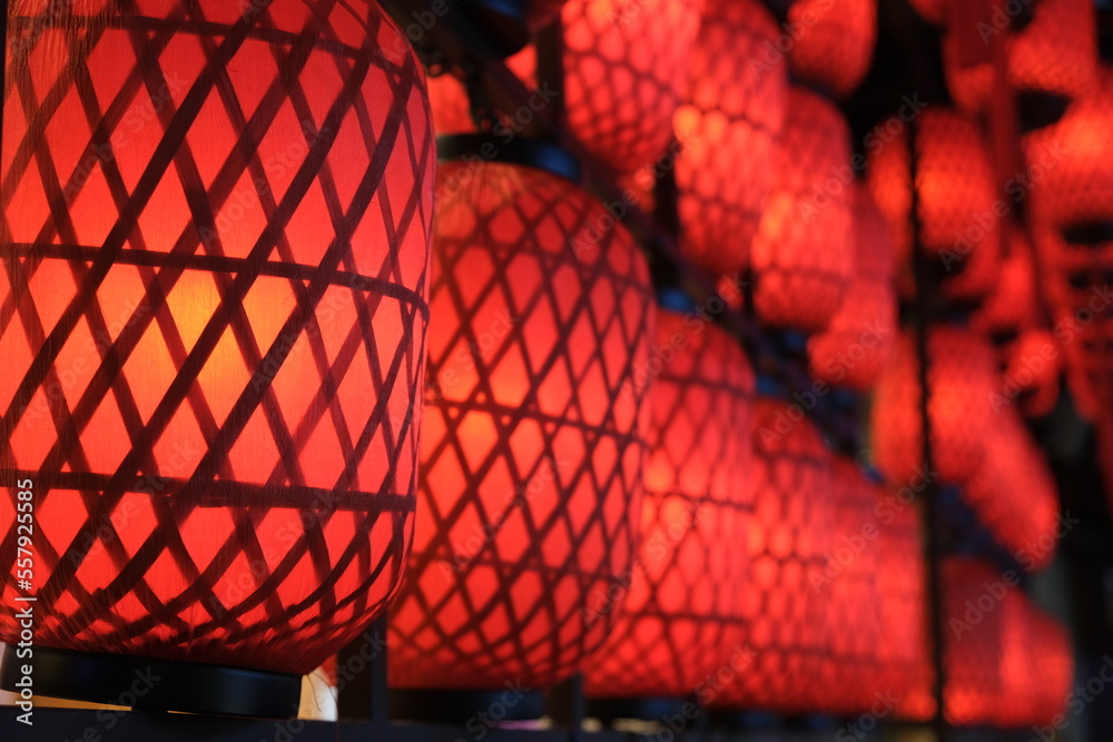 close up red retro Chinese lanterns at night close up red retro Chinese lanterns at night