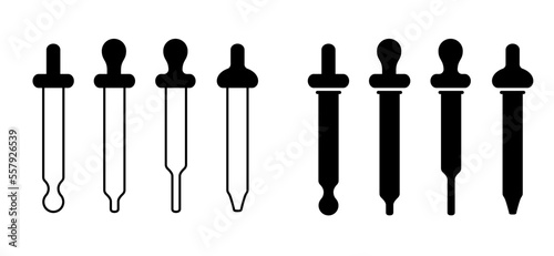 Cartoon dropper icon. Pipette mockups for dropper bottle. Vector front view. For tincture, cosmetic, medical. Chemical lab or laboratory and biotechnology symbol. Medicine dropper or dropping.