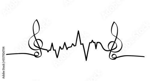 Heartbeat line pulse, wave. Musical note line patern. Flat vector waves sign. Musical notes stave or staff line pattern. sound, music note concept. key, g melody element symbol.