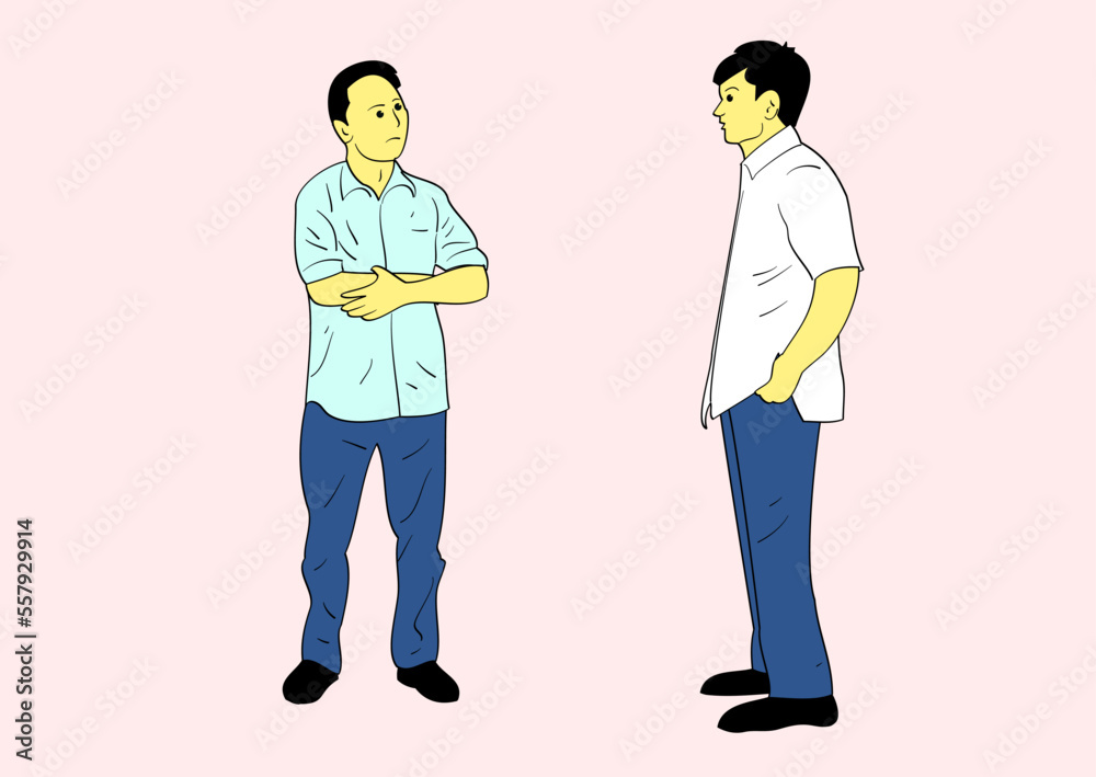 Man talking while standing. illustration vector Human interaction and dialogue each other