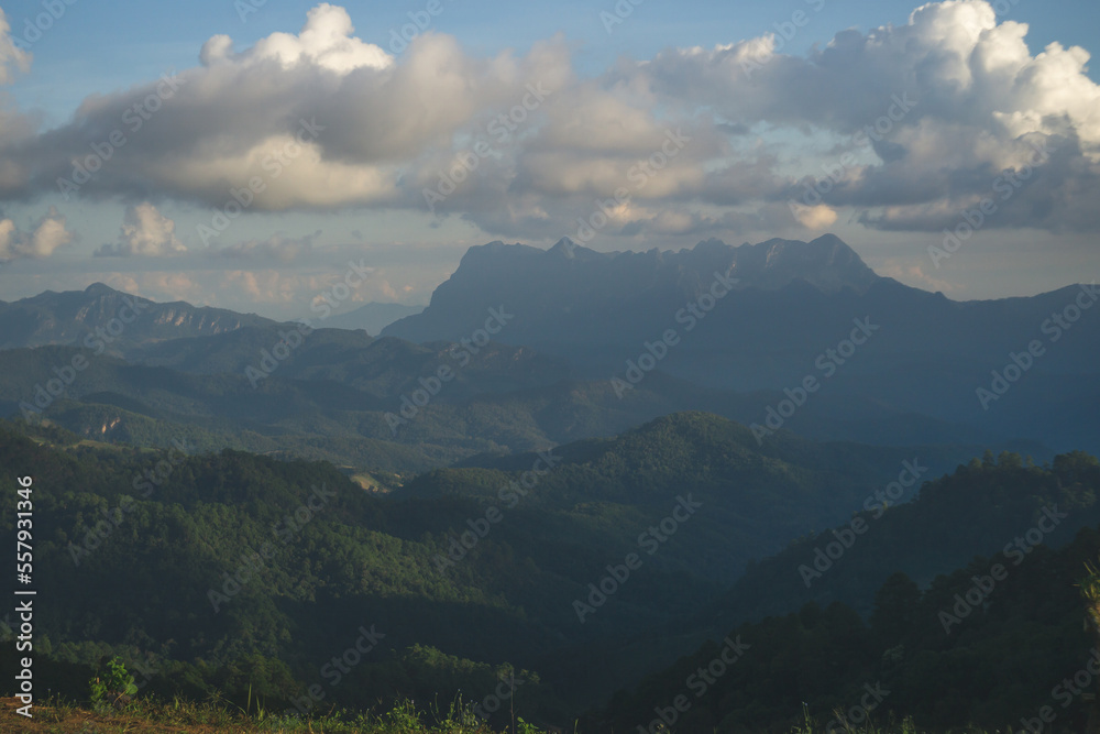 Chiang dao mountain viewpoint : landscape of height of 3rd mountain of Thailand