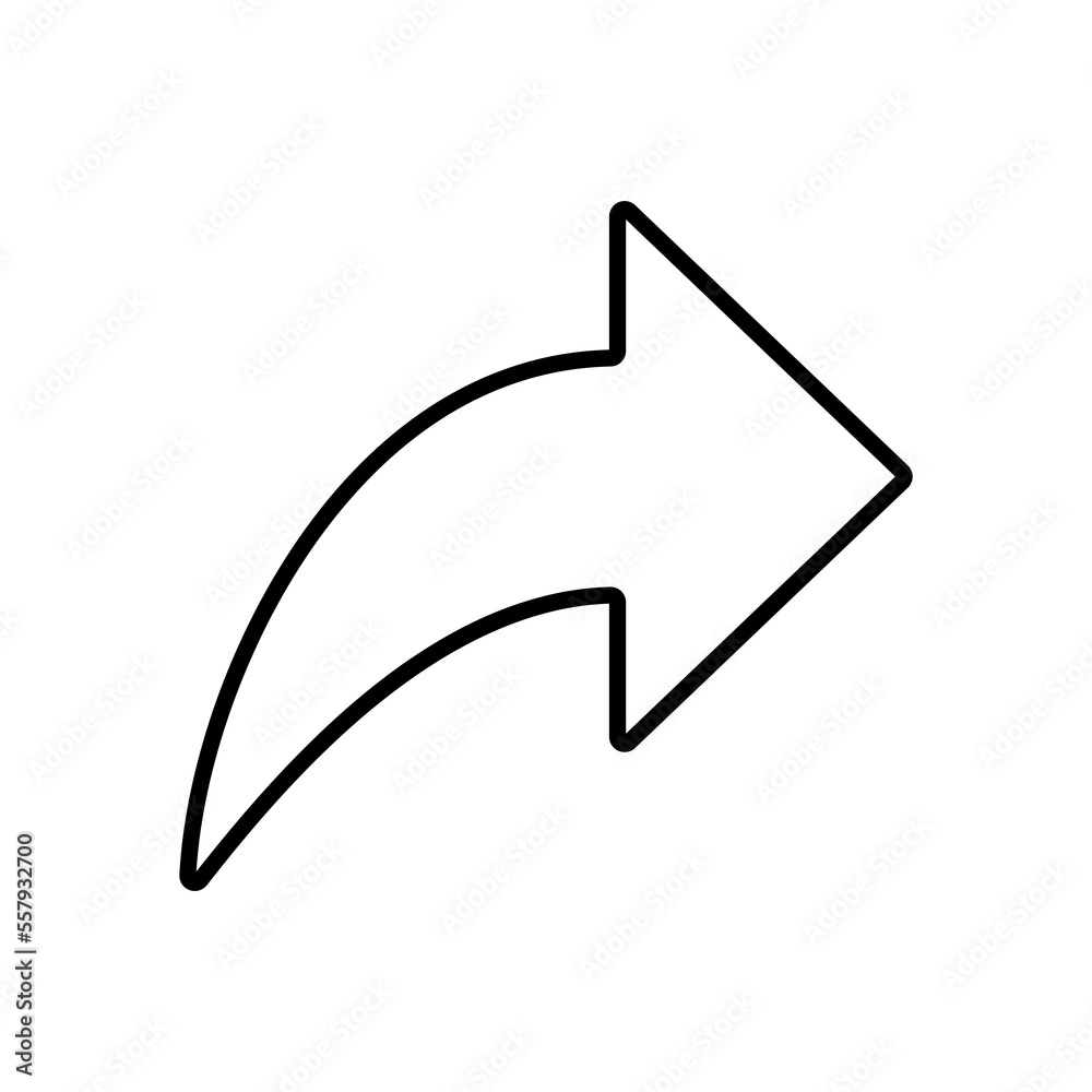 Arrow redo icon line isolated on white background. Black flat thin icon on modern outline style. Linear symbol and editable stroke. Simple and pixel perfect stroke vector illustration. Arrow redo icon line isolated on white background. Black flat thin icon on modern outline style. Linear symbol and editable stroke. Simple and pixel perfect stroke vector illustration.