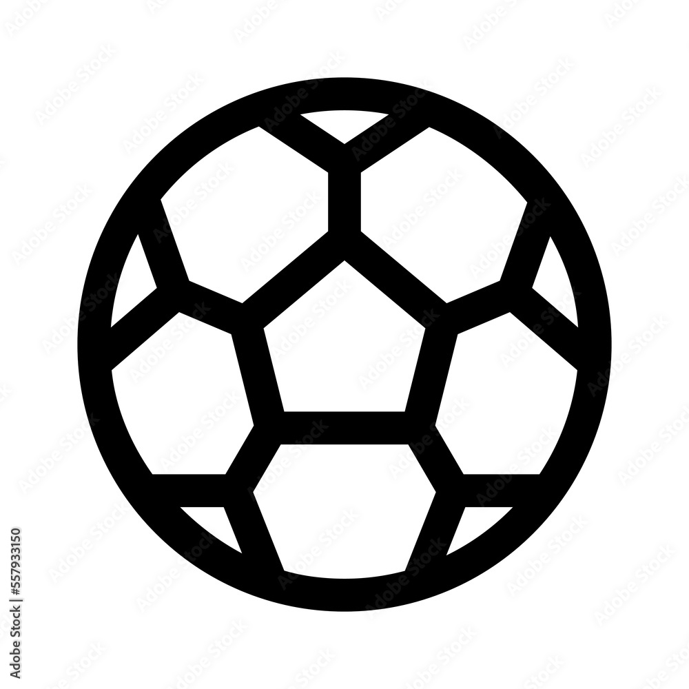 Football ball icon line isolated on white background. Black flat thin icon on modern outline style. Linear symbol and editable stroke. Simple and pixel perfect stroke vector illustration. Football ball icon line isolated on white background. Black flat thin icon on modern outline style. Linear symbol and editable stroke. Simple and pixel perfect stroke vector illustration.