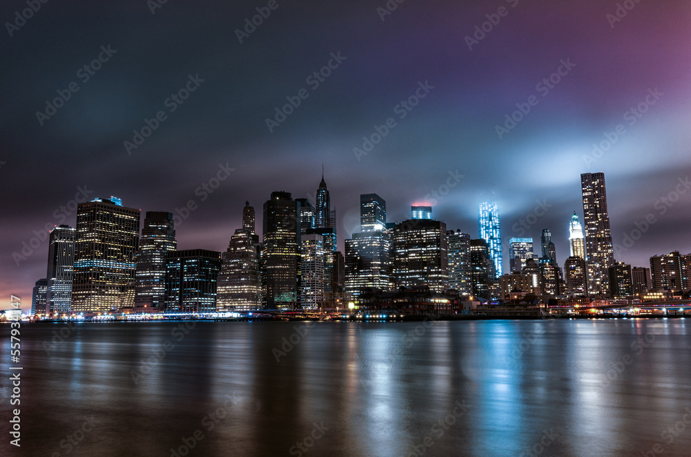 Fototapeta premium New York at Night. Long Exposure. NYC.