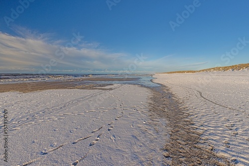 Winter image of a North Sea beach near Vejers in Denmark