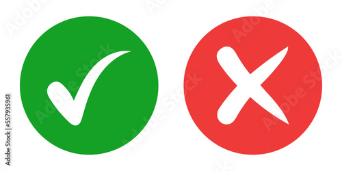 red cross and green tick mark