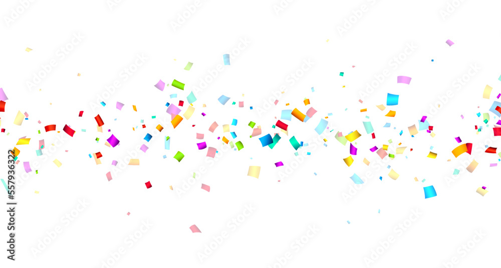 Falling colorful cut out ribbon confetti background.