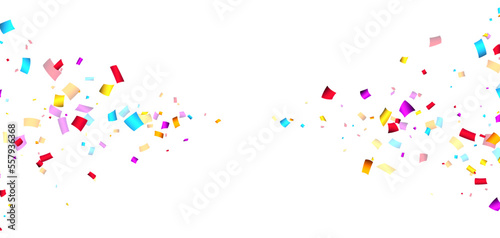 Colorful cut out ribbon confetti background..