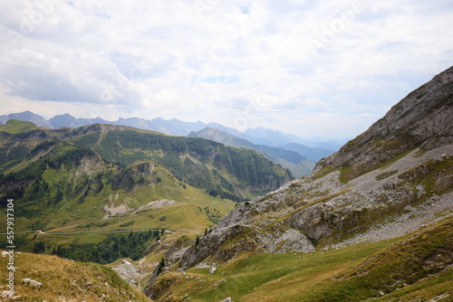 View on the Col de la Colombi  re which is a mountain pass in the Alps in the department of Haute-Savoie