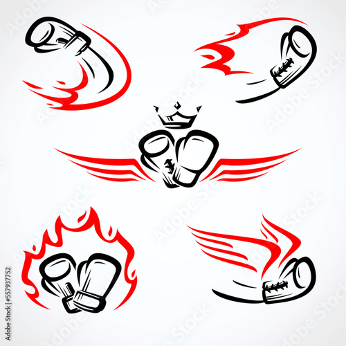 Boxing icon set. Collection element boxing. Vector