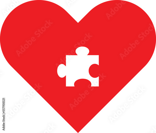 red heart puzzle with missing piece jigsaw