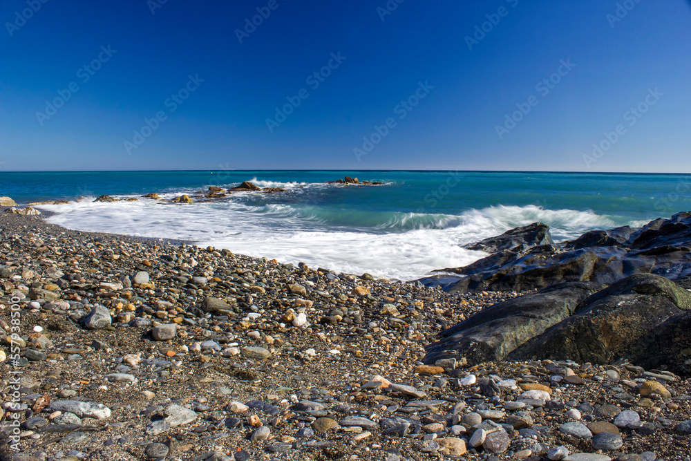 Stone beach in Almunecar, Andalusia, Spain Stone beach in Almunecar, Andalusia, Spain