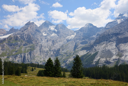 View on a mountain next to the Oeschinen Lake is a lake in the Bernese Oberland, Switzerland, © clement