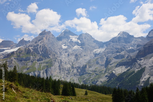 View on a mountain next to the Oeschinen Lake is a lake in the Bernese Oberland, Switzerland, © clement
