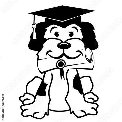 dog with graduation cap and diploma