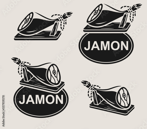 Jamon set. Collection icon jamon. Vector